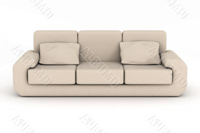 Isolated leather sofa. An interior. 3D image.