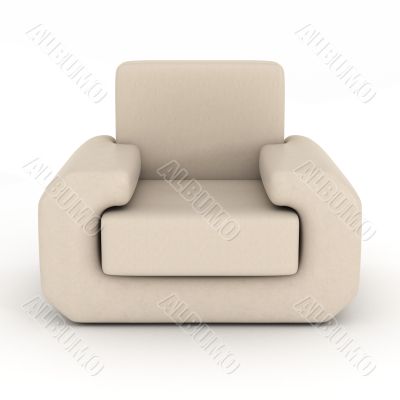 leather armchair on a white background. 3D image.