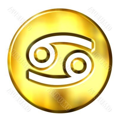 3D Golden Cancer Zodiac Sign