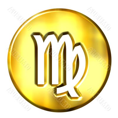 3D Golden Virgo Zodiac Sign