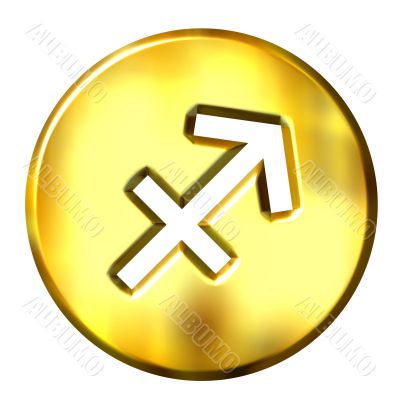 3D Golden Sagittarius Zodiac Sign