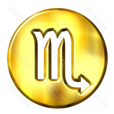 3D Golden Scorpio Zodiac Sign