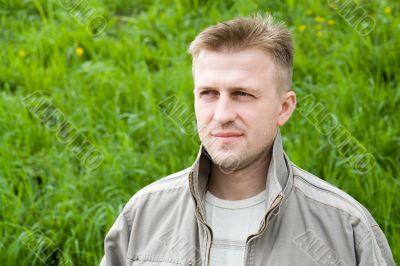 man against grass
