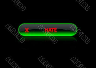 green neon button hate