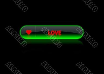 green neon button love
