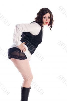 cute brunette in pin-up pose