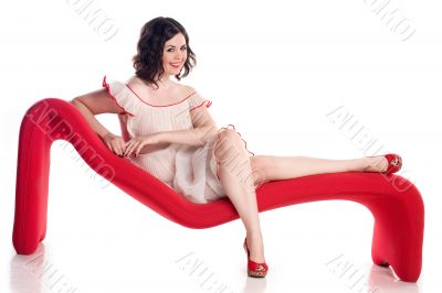 cute brunette in pin-up pose