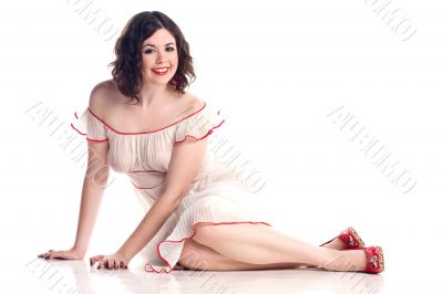 cute brunette in pin-up pose