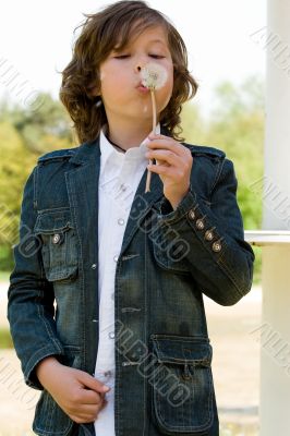 Blowing the flower