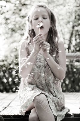 Blowing the flower
