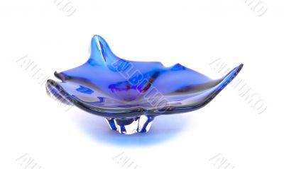 Blue glass ashtray
