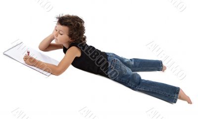 Boy write in clipboard
