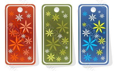 price tags with flowers