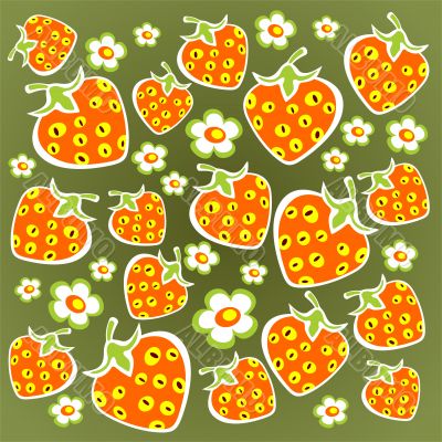green strawberry background