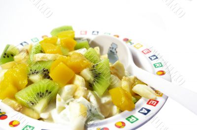 Fruit salad in on a white background