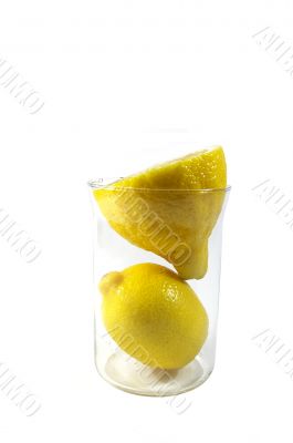 two parts of yellow ripe lemon