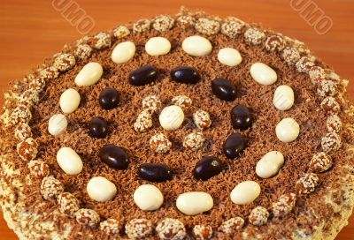 Chocolate cake on a table