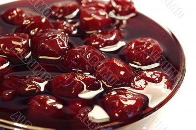  cherries jam  in the  glass