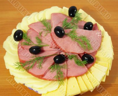 Ham, cheese, olives