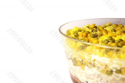 Salad from rice, a peas, corn