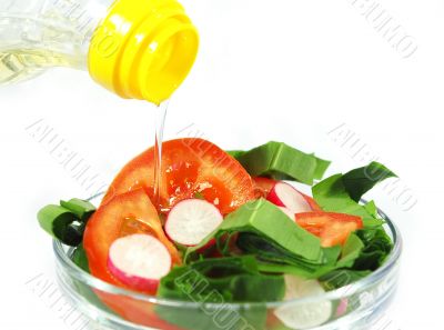 Olive oil and salad