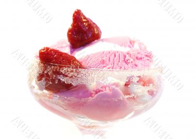 Ice-cream and strawberry