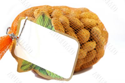 Sack of peanuts isolated