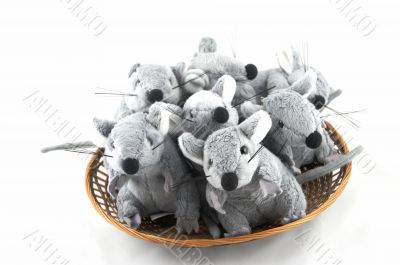 Colony of grey toy mice