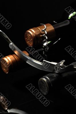 wine bottles and opener