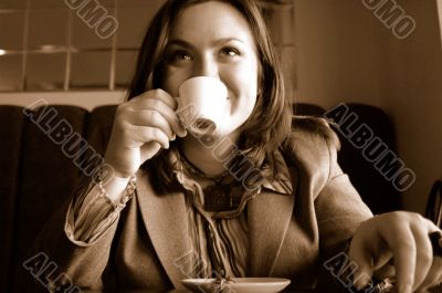 Woman drinking coffee