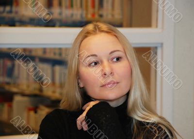 girl in a library