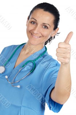 Lady doctor doing ok gesture