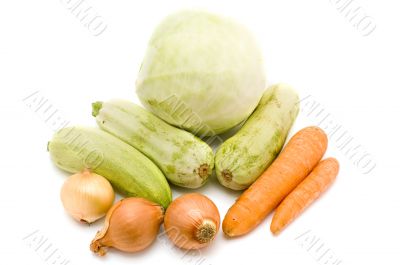 vegetables on white