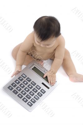 Sweet baby with calculator