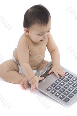 Sweet baby with calculator