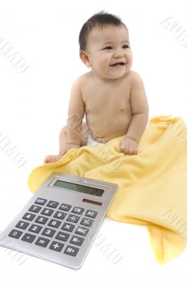 Sweet baby with calculator