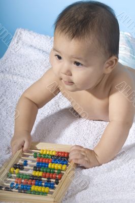 Sweet baby with a ball machine