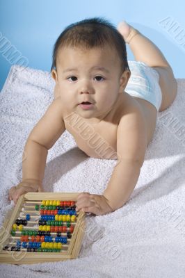 Sweet baby with a ball machine