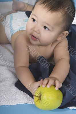 sweet baby with apple