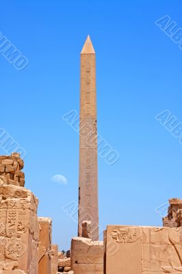 Luxor temple with moon
