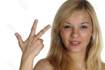 three with finger