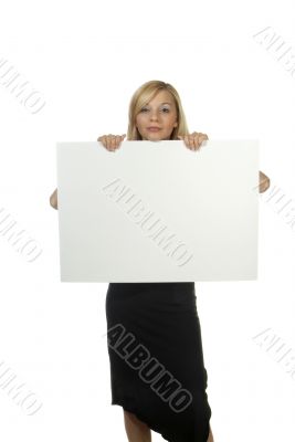 woman with empty poster
