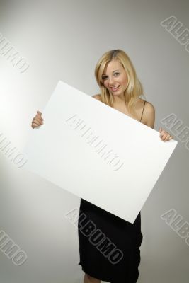 woman with empty poster