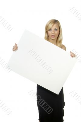 woman with empty poster