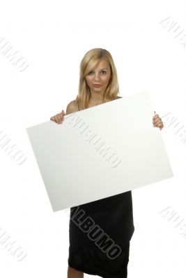 woman with empty poster