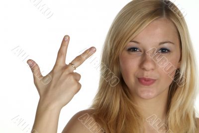 three with finger