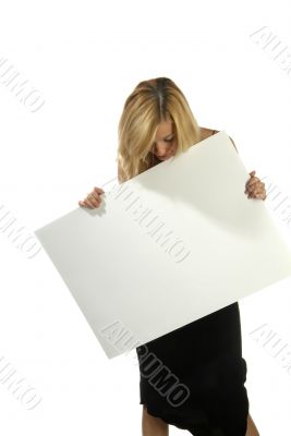woman with empty poster