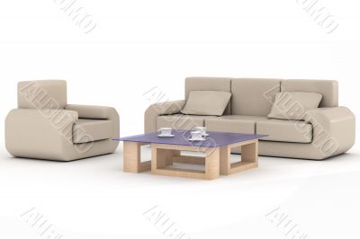Interior of a living room. 3D image.