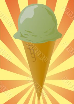Pistachio ice cream cone