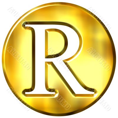 3D Golden Letter R